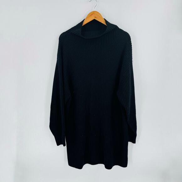 Wilfred Black Sweater Dress XL Long Sleeve Ribbed Knit Minimalist Winter Cozy - Picture 1 of 9